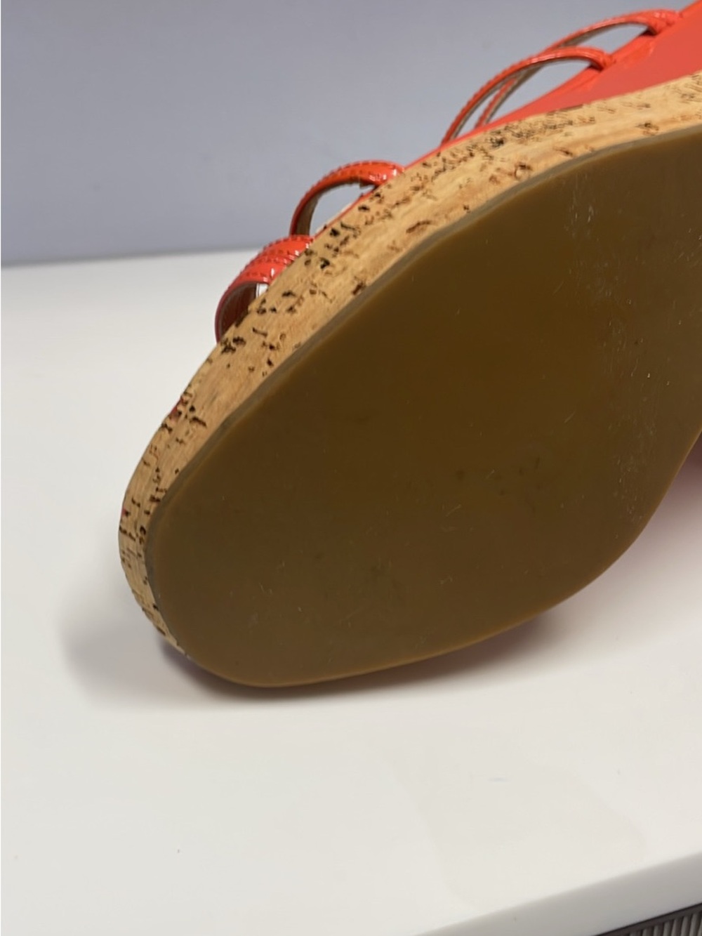 PRADA woman’s Orange Patent Leather Multi-Strap Slide Mules size 10/40 - Picture 7 of 8